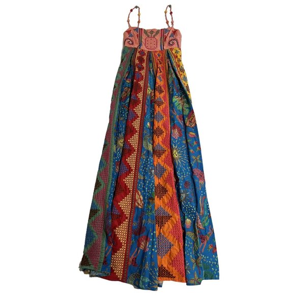 Farm Rio Color Block Embroidered Maxi Dress in Multi